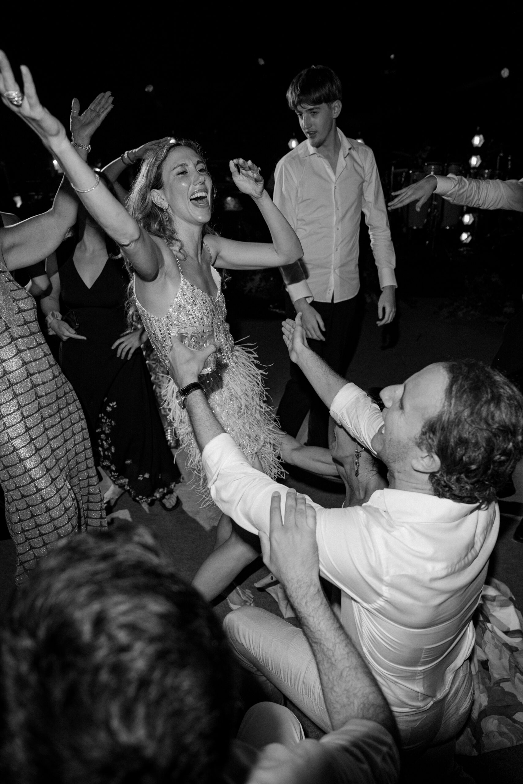 Bride in Second Dress Partydress dancing on a wedding in Sicily